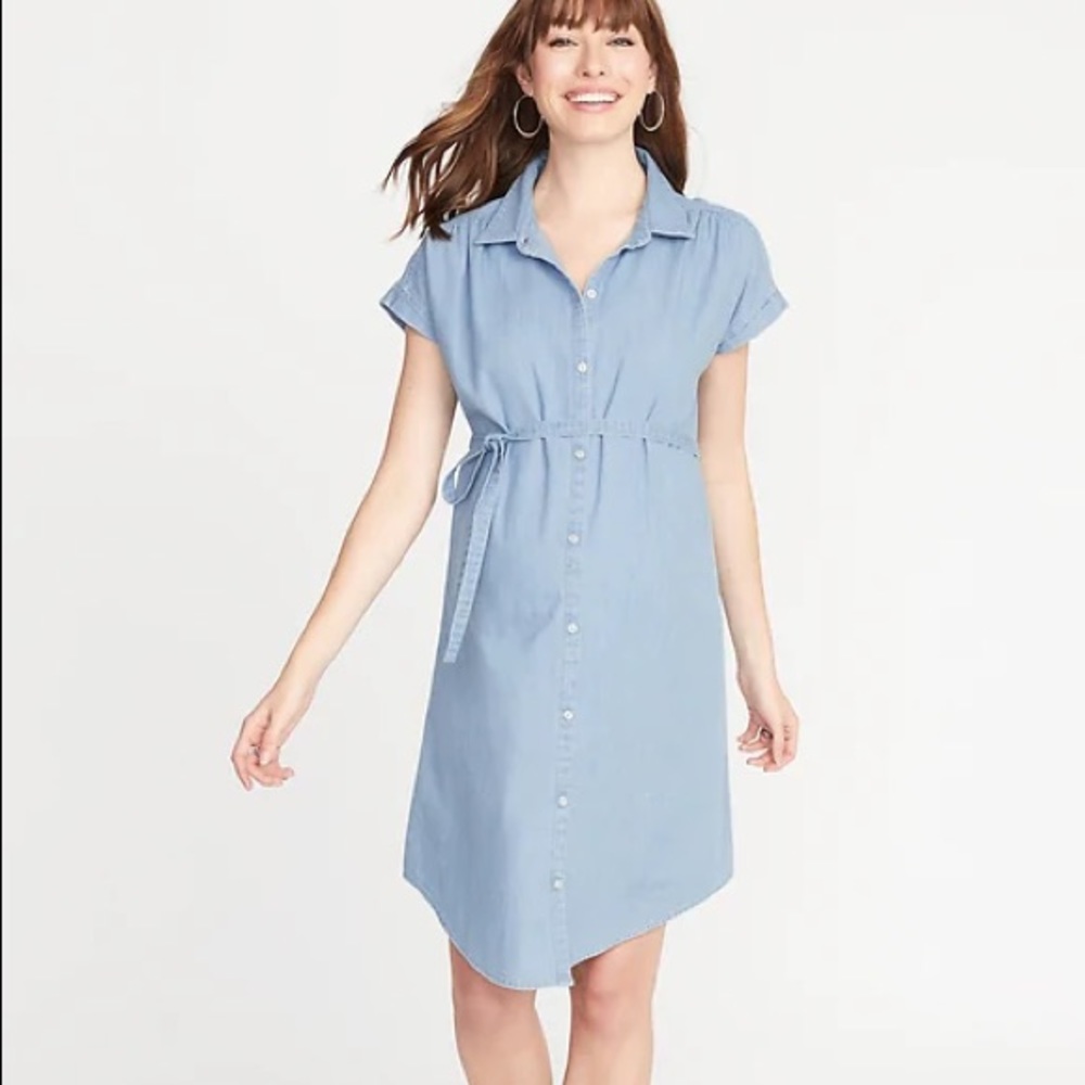 old navy chambray maternity dress